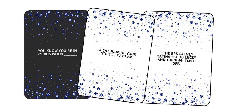 Cyprus Logic card backs spread on a table